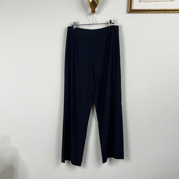 Armani Collezione Silk Wool Stretch Flat Front Side Zip Trousers - Picture 2 of 9